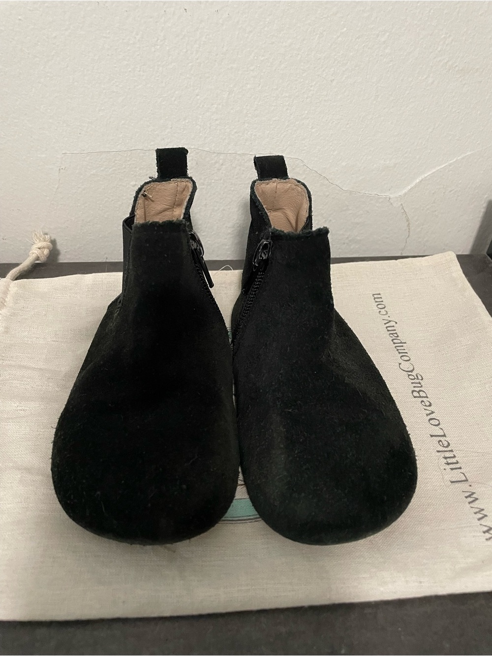 Little Love Bug Black Suede Reagan Chelsea Boots